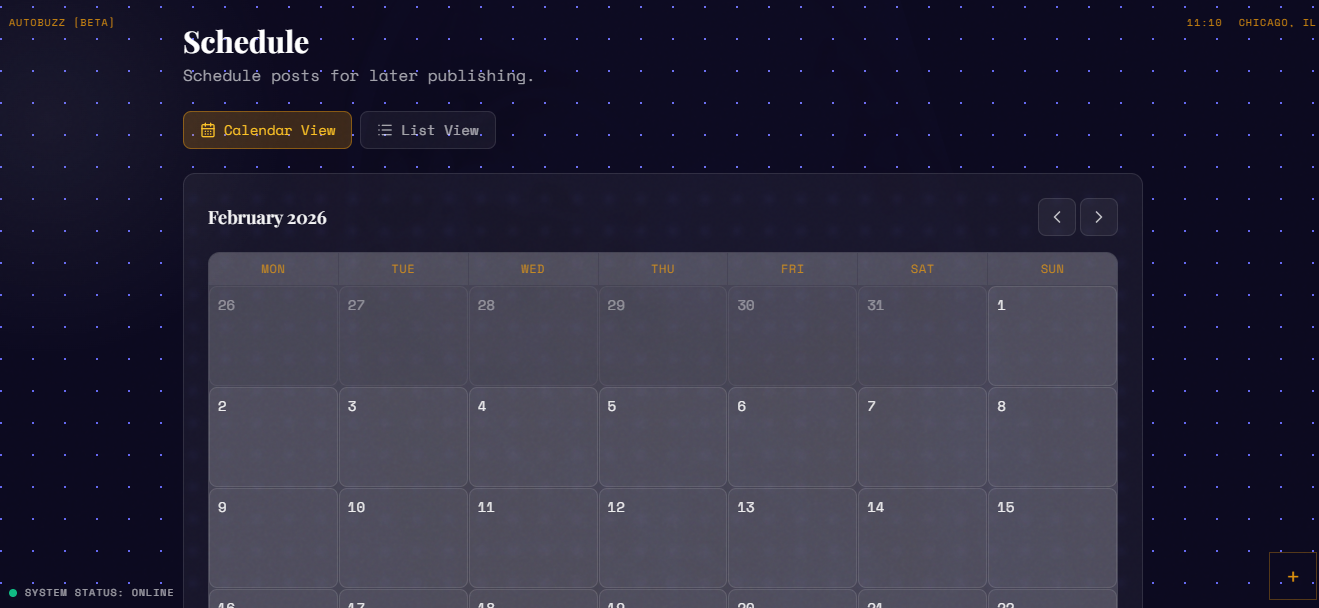 AutoBuzz - social media operating system with AI content generation and scheduling by BC Studios